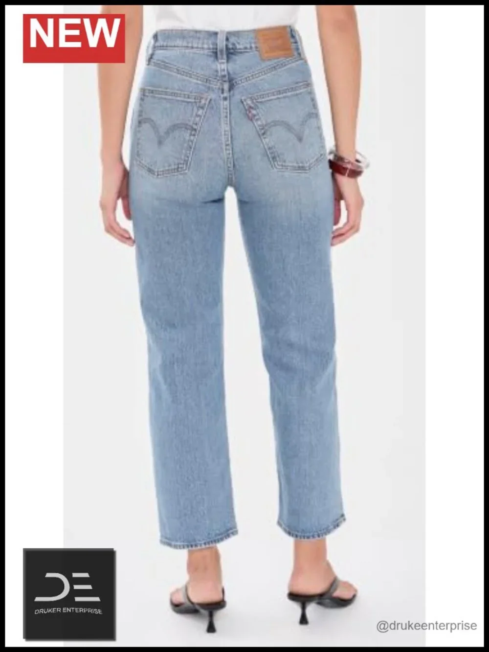 Women's High Rise Straight Leg Ankle Jeans Mid-Rise